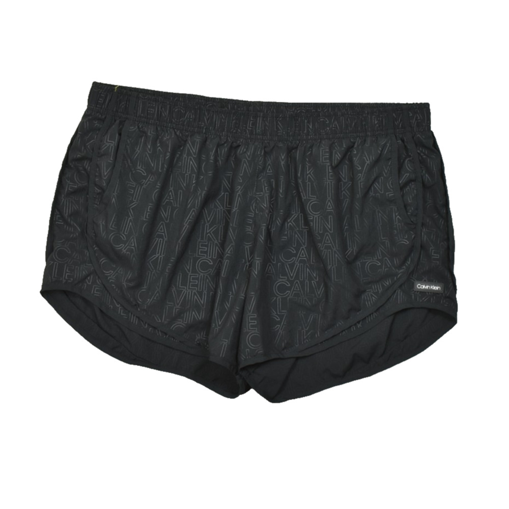 Calvin Klein Men's XXL Black All Over Logo Print Running Shorts Performance Inse